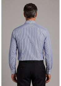 Resim Bisse Lacivert Regular Fit Pamuk Cepsiz Uzun Yaka Gömlek Gmczg252080 C39 