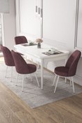 Resim Canisa Concept Kor Serisi 70x114 Açılabilir Mutfak Masa Takımı, Beyaz Masa 4 Gülkurusu Sandalye 
