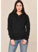 Resim Arascom Kadın Siyah Fermuarlı Kapüşonlu Hırka Ars-swt Siyah 