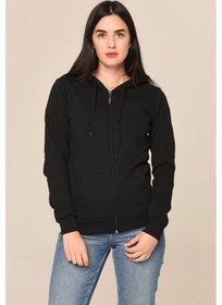 Resim Arascom Kadın Siyah Fermuarlı Kapüşonlu Hırka Ars-swt Siyah 