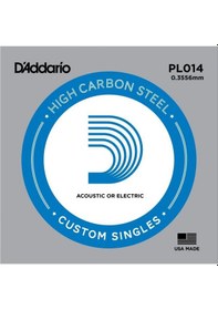 Resim D'addario Pl014 Elektro Ve Akustik Tek Tel Plain Steel 014 