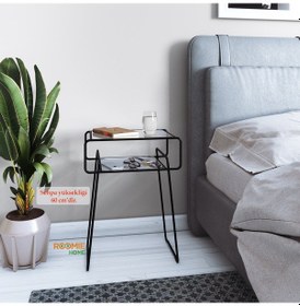 Resim Catchme Retro Yan Sehpa. Metal Sehpa.Cam Sehpa.Salon. Yatak Odası 