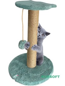 Resim Nursoft Stepli Kedi Orijinal Jüt Halat İp Tırmalama Tahtası 