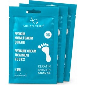 Resim Argan Cure Pedikür Kremsi Bakım Keratin Parafin & Argan Yağı İçeren Nemlendirici Ayak Bakım Maskesi 18 Ml 3 Çift 
