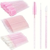 Resim 200 Parça Tek Kullanımlık Makyaj Fırçası Seti - Ruj, Mini Aplikatör ve Kirpik Uzatma için Maskara Çubuğu ile Eyeliner ve Dudak Uygulama İçin Çok Amaçlı Güzellik Araçları Kiti (Pembe, Siyah, Yeşil, Mor, Mavi) 