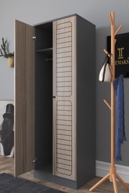 Resim Remaks Fuga 2 Kapaklı Elbise Dolabı - Antrasit Gövde Cordoba Kapak 