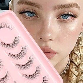 Resim 6 Çift Doğal, İnce, Kıvırcık, V-Çapraz Stil, Doğal Kıvırcık, Göz Öğretimi, Uzatma, Şeffaf Kök, Moda Sahte Kirpikler, AHJ-006 