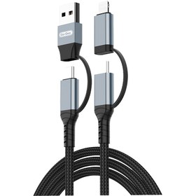 Resim Go Des GD-UC809 4in1 PD Çoklu USB-A + Type-C to Type-C + Lightning Şarj ve Data Kablosu 100W 120cm - Siyah 