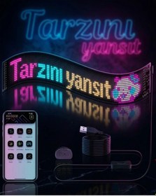 Resim Rgb Led Matrix Panel Esnek Yapı Uygulama Kontrollü Kayan Yazı Ekranı 