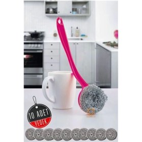 Resim Melek Moda Ergonomik Çelik Tel Bulaşık Teli - 10 Yedekli Tasarım 