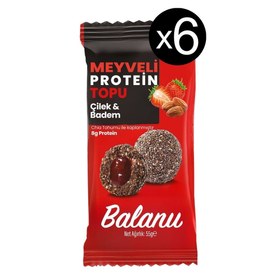 Resim Meyveli Çilekli & Bademli Protein Topları 55gr x 6 Adet 