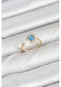 Resim Pirinç Gold Renk Zirkon Taşlı Ay Yıldız Kadın Yüzük Diğer 