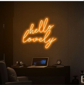 Resim Hello Lovely Yazılı Neon Tabela Turuncu 