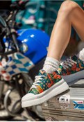 Resim Dogo Kadın Vegan Çok Renkli Kalın Taban Sneakers - Garden Birds Tasarım 