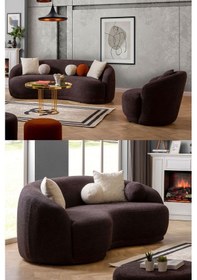 Resim Elips Koltuk Takımı 3 2 1 Kahve 