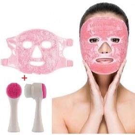 Resim TeknoKesgin Jel Buz Paketi Yüz Maskesi Baş Ağrısı Yastık Kozmetik Maske + Çift Taraflı Cilt Fırçası 