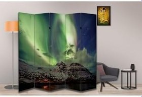Resim Kuzey Işıkları Temalı Özel Tasarım Paravan Room Divider PRV1182, 180 x 180 