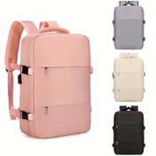 Resim Erkekler için büyük kapasiteli iş seyahatleri, bagaj, seyahat ve kadınların laptop çantası için düz renkli minimalist şık sırt çantası. 