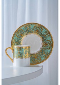 Resim Acar Waldo 24k Altın Detaylı 6 Kişilik Porselen Kahve Fincan Takımı - 90 Ml Renkli 