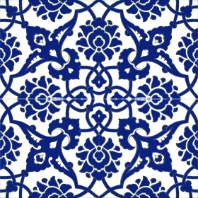Resim Armada Çini 20x20 Cm SP 83 Kobalt Beyaz İznik Rumi Desenli Çini Pano 