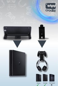 Resim 2'li Ps4 Slim Ve Ps4 Pro Için Duvar Standı Ve Joystick Konsol Tutacağı Kırılmaz Stand Yerden Tasarruf Gaming Aksesuar 
