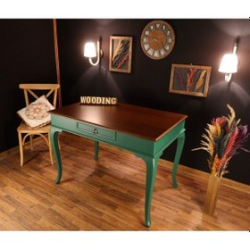 Resim Wooding-Mobilya Wooding 100 Cm Çekmeceli Masif Yeşil Ceviz Çalışma Masası 