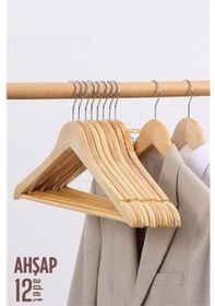 Resim Modacar Natural Ahşap Elbise Askısı 12 Adet Montague Design Çok Renkli 