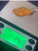 Resim Doğal Kaya Damla Kehribar Kolye Ucu Gümüş Aparatlı 2,47 Gram 