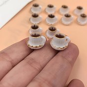 Resim 20 adet Vintage Beyaz Seramik Kahve Fincanı Şansları Altın Kenarlı - DIY Takı, Anahtarlık ve Ev Dekor El Sanatları için Minyatür Reçine Kolyeler 