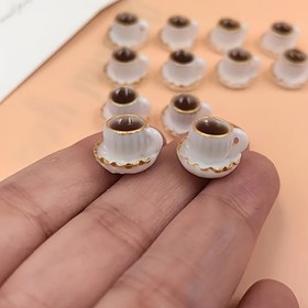 Resim 20 adet Vintage Beyaz Seramik Kahve Fincanı Şansları Altın Kenarlı - DIY Takı, Anahtarlık ve Ev Dekor El Sanatları için Minyatür Reçine Kolyeler 