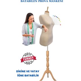 Resim Manken İstanbul Yüksek Kalite 40 Beden Keten Kumaş Iğne Batabilen Prova Mankeni Terzi Mankeni 