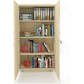 Resim Modüler Dünyası 4 Kapaklı Kitaplık Dosya Dolabı Meşe - 80X38X153 Meşe 