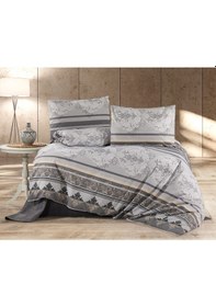 Resim Vionetta Pamuklu Lastikli Çarşaflı 2 Yastıklı Tek Kişilik Nevresim Takımı Altın-gri 