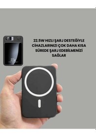 Resim Gerçek Zamanlı Güç Göstergeli Manyetik Usb-c Taşınabilir Powerbank 