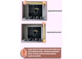 Resim Saban 50X56 cm Altın Çilek Desenli Cam Ocak Arkası Koruyucu 