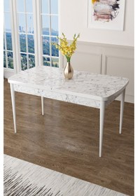 Resim Canisa Concept Zen Serisi 80x132 Mdf Açılabilir Beyaz Mermer Desen Masa Takımı Ve 6 Siyah Sandalye Masa Beyaz Mermer Desen 6 Siyah Sandalye 