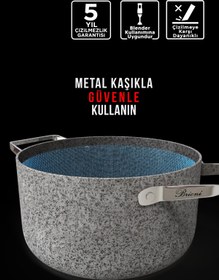 Resim Brioni Stone Age 3 Parça Tencere-Tava Seti, 26 cm Tava, 26 cm Basık Tencere Seti - Renkli 