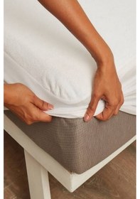 Resim Sıvı Geçirmez Alez Pamuklu Fitted Yatak Koruyucu Beyaz Çift Kişilik 