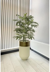 Resim Dekoratif Eskitme Darbuka Beyaz Saksı 70cm 