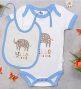 Resim Bk Kids Hello Little One Tasarımlı Mavi Bebek Body Zıbın Ve Mama Çok Renkli 