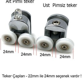 Resim Ayrıntıshop Duşakabin Kanallı Oynar Çiftli Teker 24mm Krom 