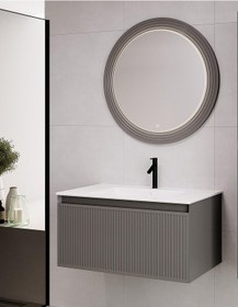 Resim Denko Belgrad 81 Cm Çimento Gri Banyo Dolabı Takımı Antrasit 