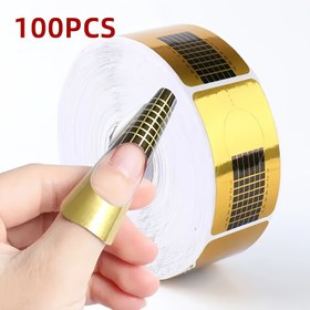 Resim 100 Yaprak Tırnak Sanatı Kağıdı - DIY Uzatma ve Yaratıcı Tasarımlar İçin, Tırnak Uzatma Tepsisi ve Kılavuz Şablonlar Dahil 
