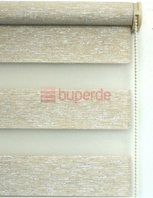 Resim Buperde Simli Krem Bambu Zebra Stor Perde 