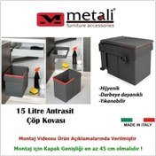 Resim Dolap Içi Çöp Kovası Antrasit 15 Lt (Dolap kapak genişliği min. 45 cm) 