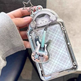 Resim Rock Bells Sevimli Kedi 3 İnç Kart Tutucu PVC Öğrenci Favori Sıkma Fotoğraf Depolama Kutusu 