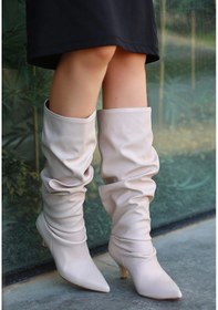 Resim Zelya Bej Cilt Topuklu Çizme Resimdeki Renk 