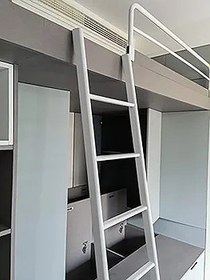 Resim Ranza Merdiveni Beyaz Evrensel Yatak Ranza Merdiveni, Kaymaz Emniyetli Değiştirilebilir RV Ranza Merdiveni, Kampçı Kancalı Tırmanma Merdiveni - 45"/50"/55"/59" (Boyut: 130 cm/50) 