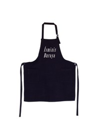 Resim Mutfak Önlüğü Kişiye Ve İsme Özel Nakışlı Mutfak Önlüğü Sade Farklı Renkler Siyah 