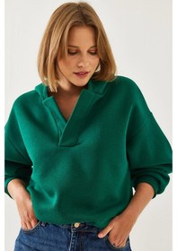 Resim Shade Kadın Kapişonlu V Yaka Sweatshirt 60351253 - Yeşil 